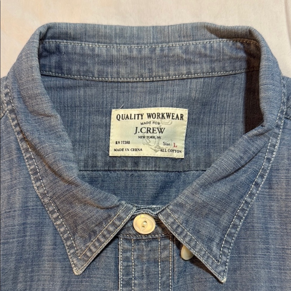 J. Crew Blue Cotton Work Shirt L